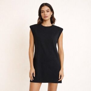 Aritzia Babaton black shift dress XS shoulder pads sleeveless cotton capsule